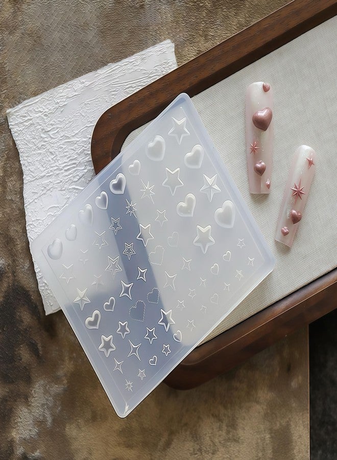 BHCCXZ 3D Nail Molds Heart, Stars, Starburst Nails Charms Design, Silicone Tool Art Y2k Decoration - Image 5